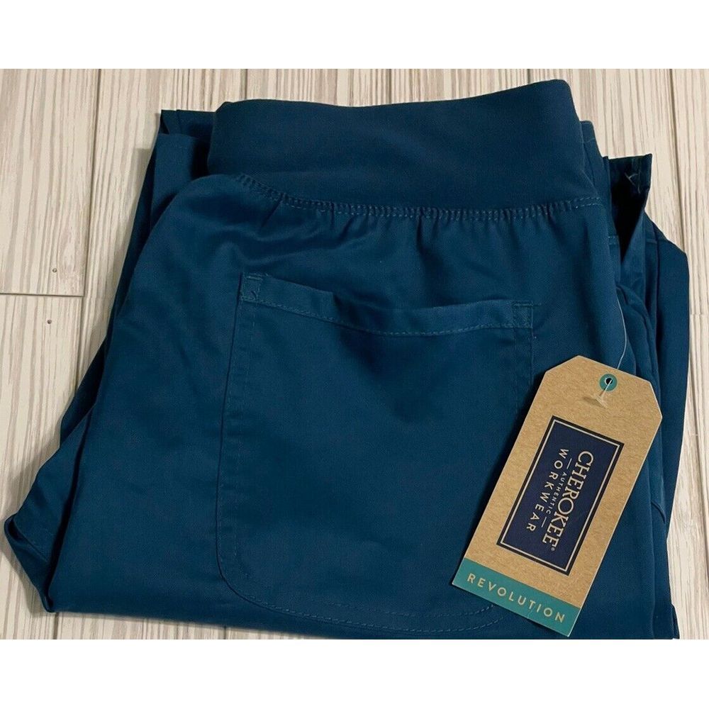 Cherokee‎ Workwear  Women's Mid Rise XS PETITE Scrub Pants Caribbean Blue WW10P